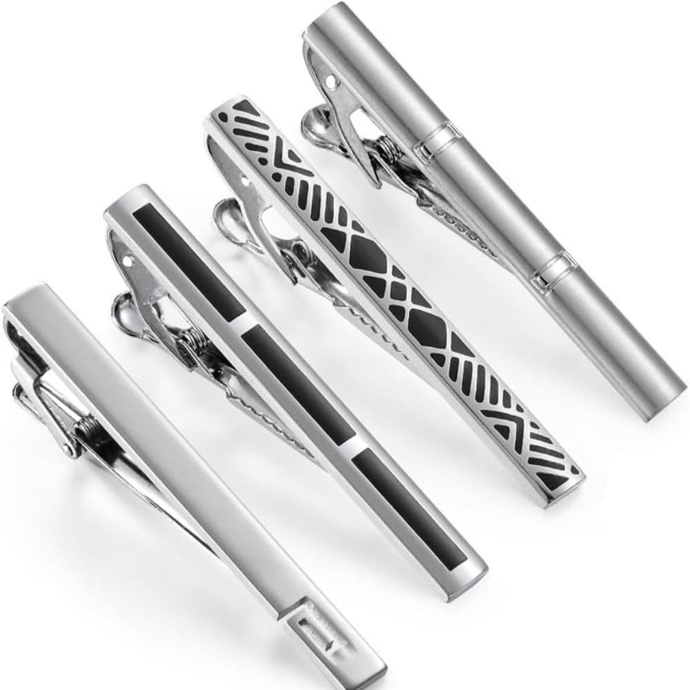 Cufflinks Silver Set - 4PCS Men's Classic French Shirt Tie