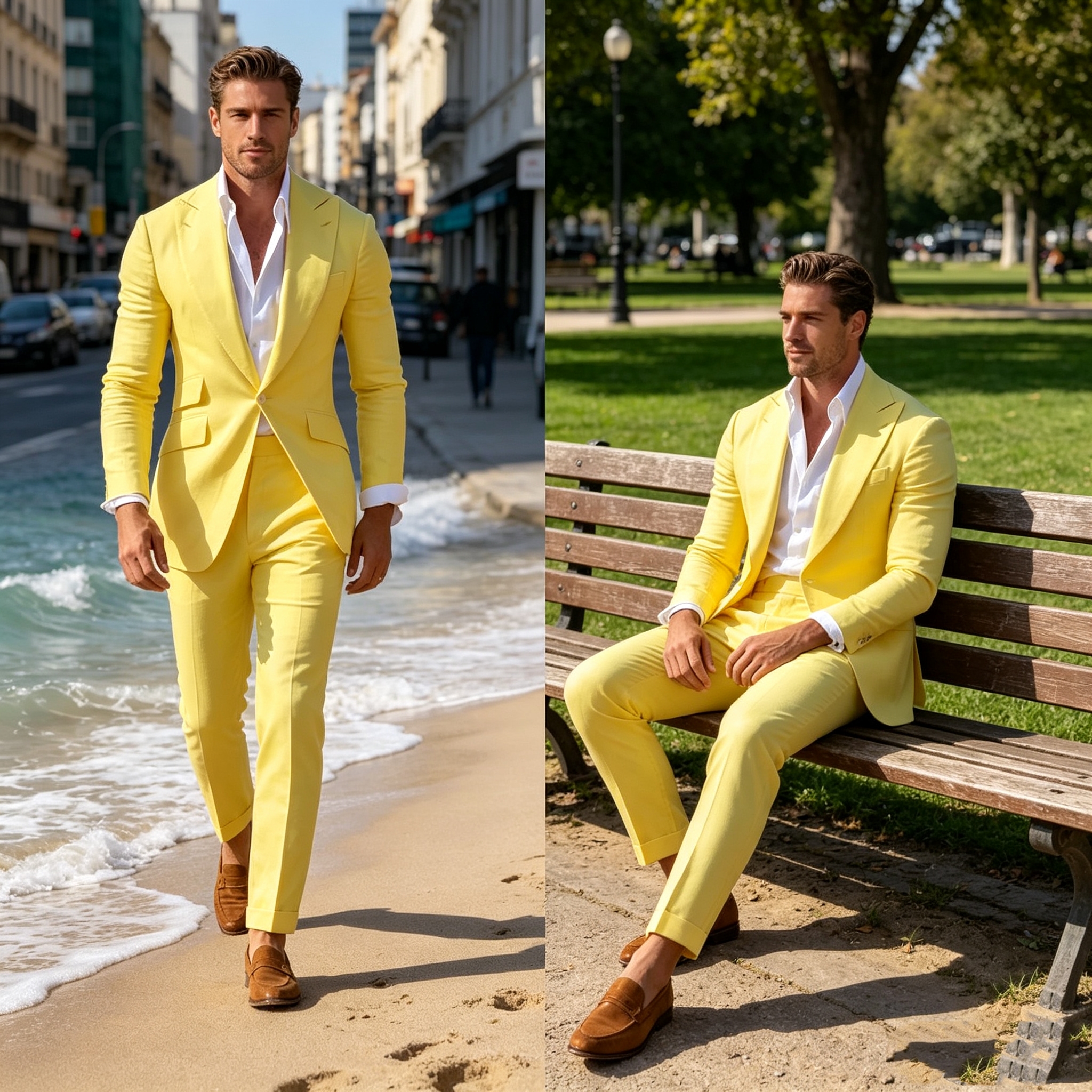 Slim Fit Yellow Men's 2-Piece  - مراجعة Men'S Formal Wear For A Wedding وسعره