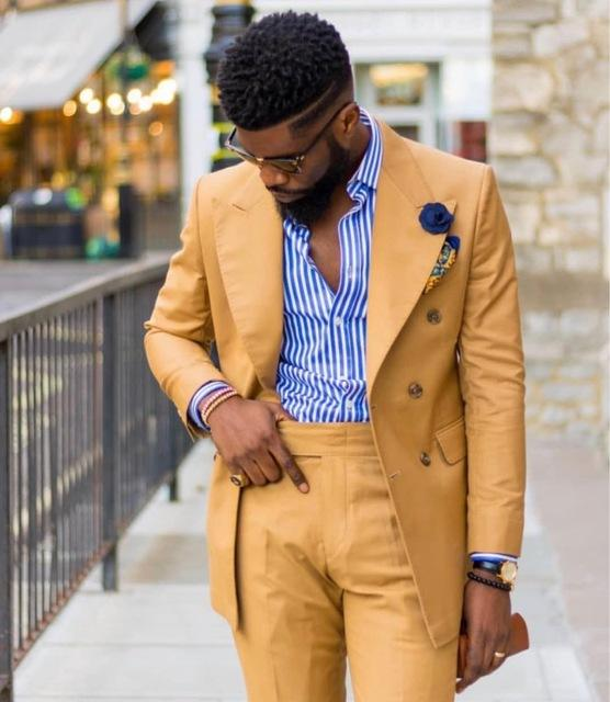 Yellow Men Suits Wide Peaked L - مراجعة Formal Wear For Men Yellow وسعره