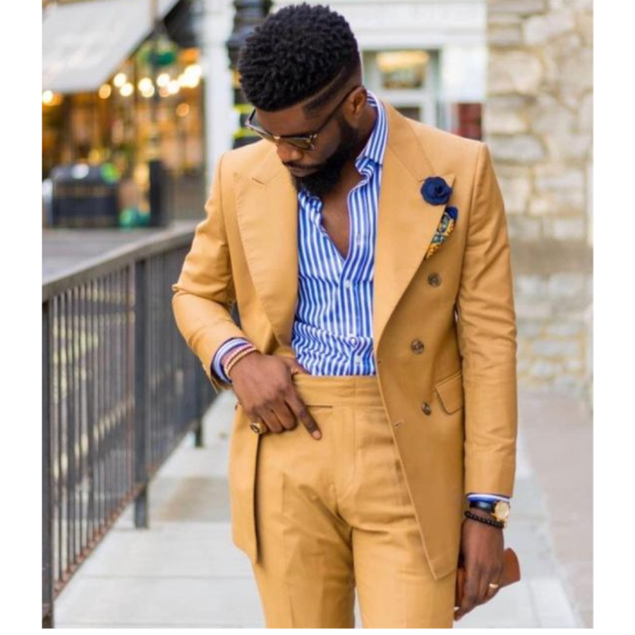 Yellow Men Suits Wide Peaked L - مراجعة Formal Wear For Men Yellow وسعره
