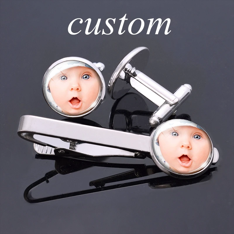 1 Set Custom Photo Logo Text C - مراجعة Cufflinks Silver Set وسعره