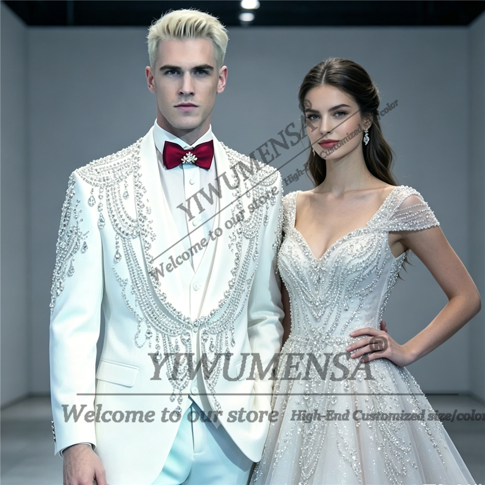 Male Fashion Beading Crystals  - مراجعة Formal Wear For Men In Wedding وسعره