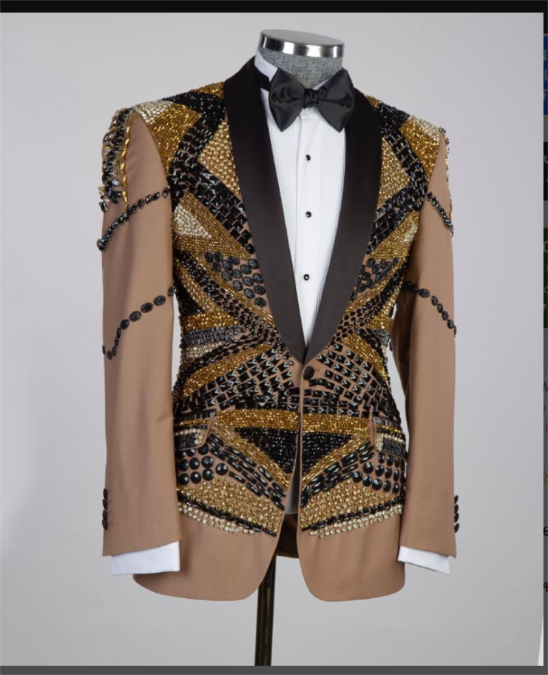 Crystals Khaki Men Suit Set 2  - مراجعة Khaki Formal Wear Men وسعره