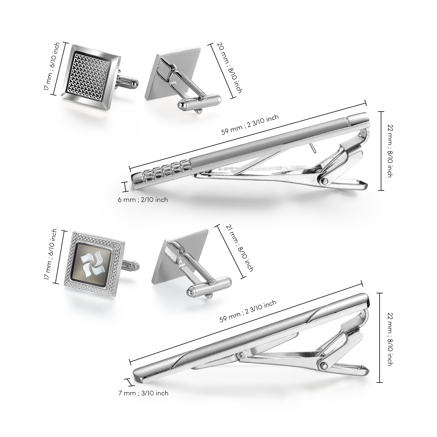 Tie Clip And Cufflink Set To M - مراجعة Cufflinks Silver Set وسعره