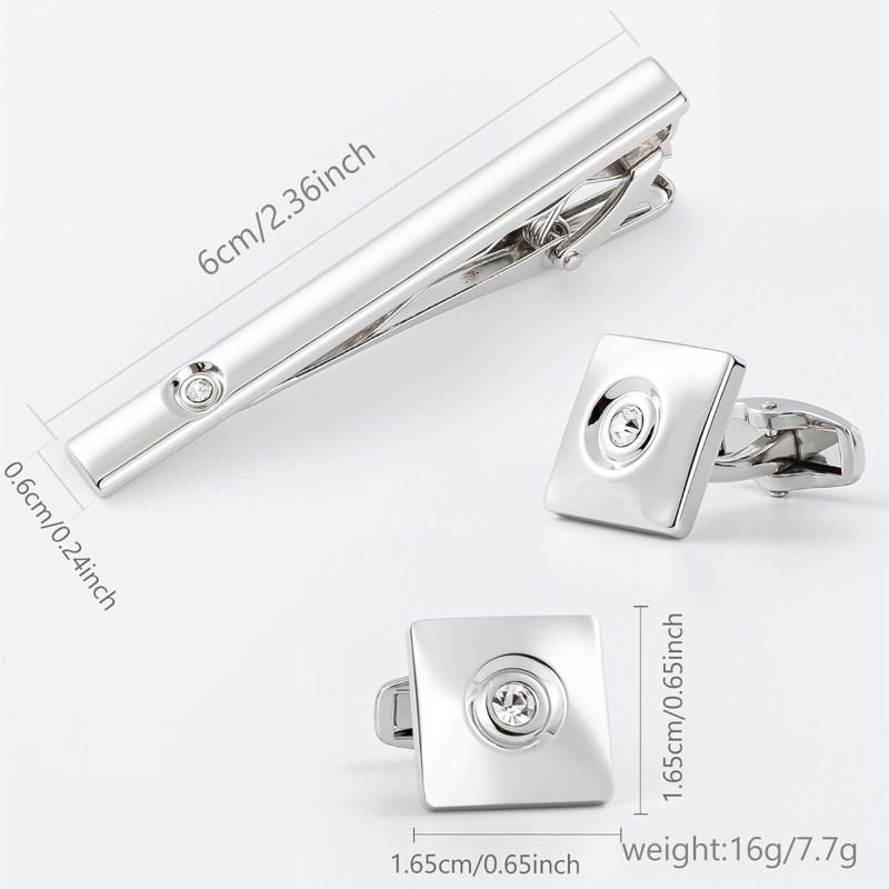 Light Luxury Gold Silver Squar - مراجعة Cufflinks Silver Set وسعره