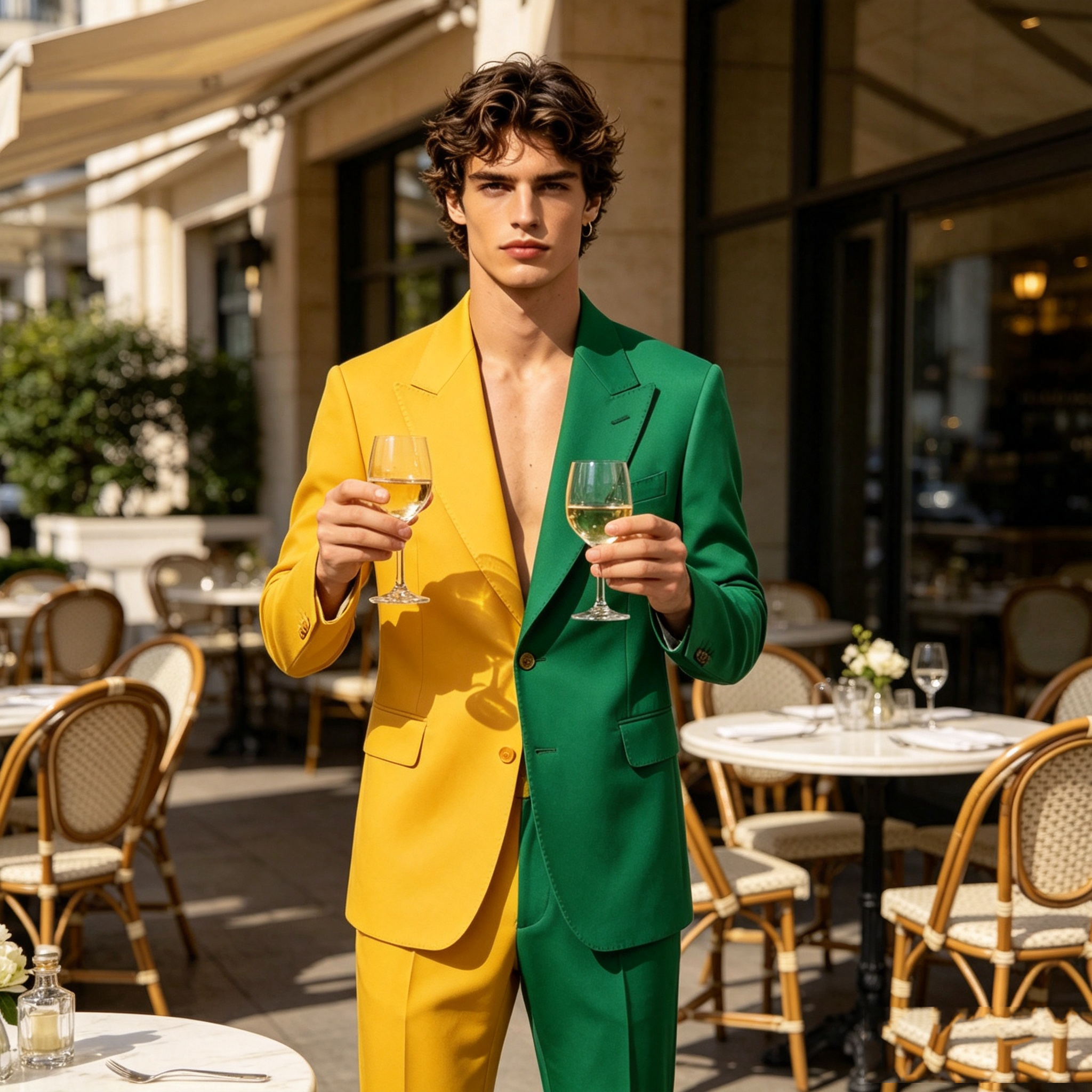 Splicing Colors Men Suit Set 2 - مراجعة Formal Wear For Men Yellow وسعره