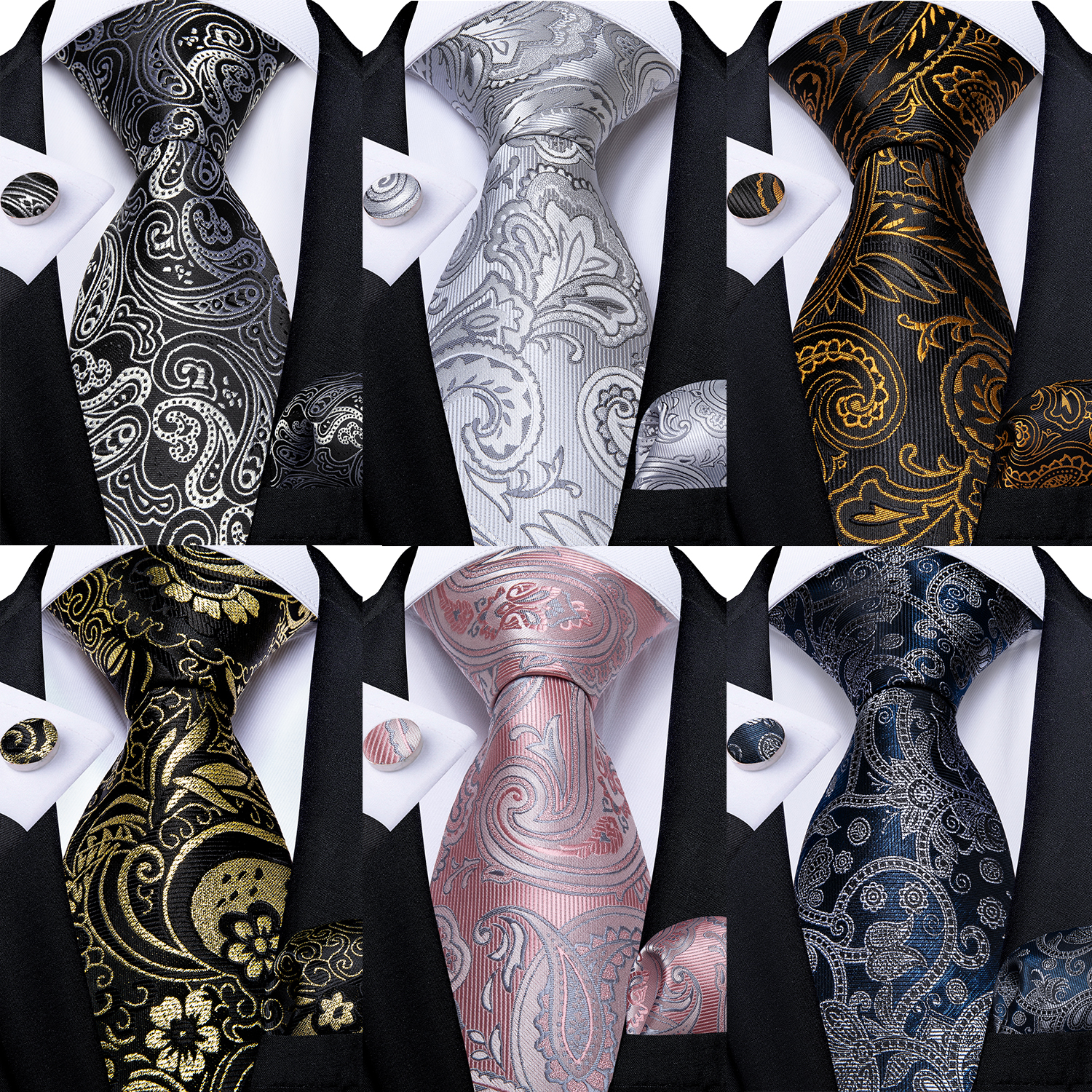 Black And Silver Paisley Flora - مراجعة Cufflinks Silver Set وسعره
