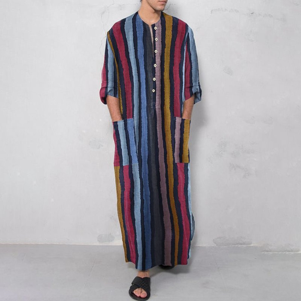 2026 New Striped Printed Musli - مراجعة Arabic Formal Wear Men وسعره