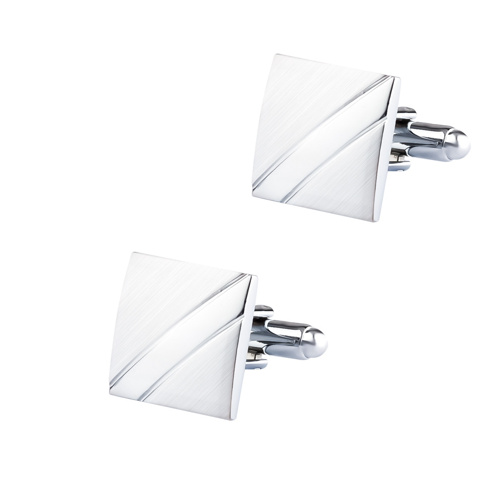 A Set Men New Silver Square Br - مراجعة Cufflinks Silver Set وسعره