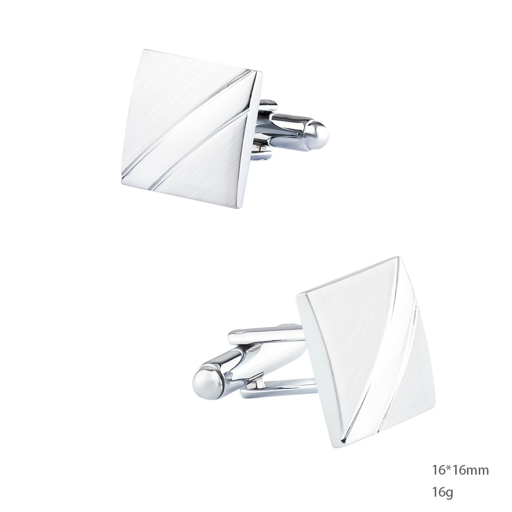 A Set Men New Silver Square Br - مراجعة Cufflinks Silver Set وسعره
