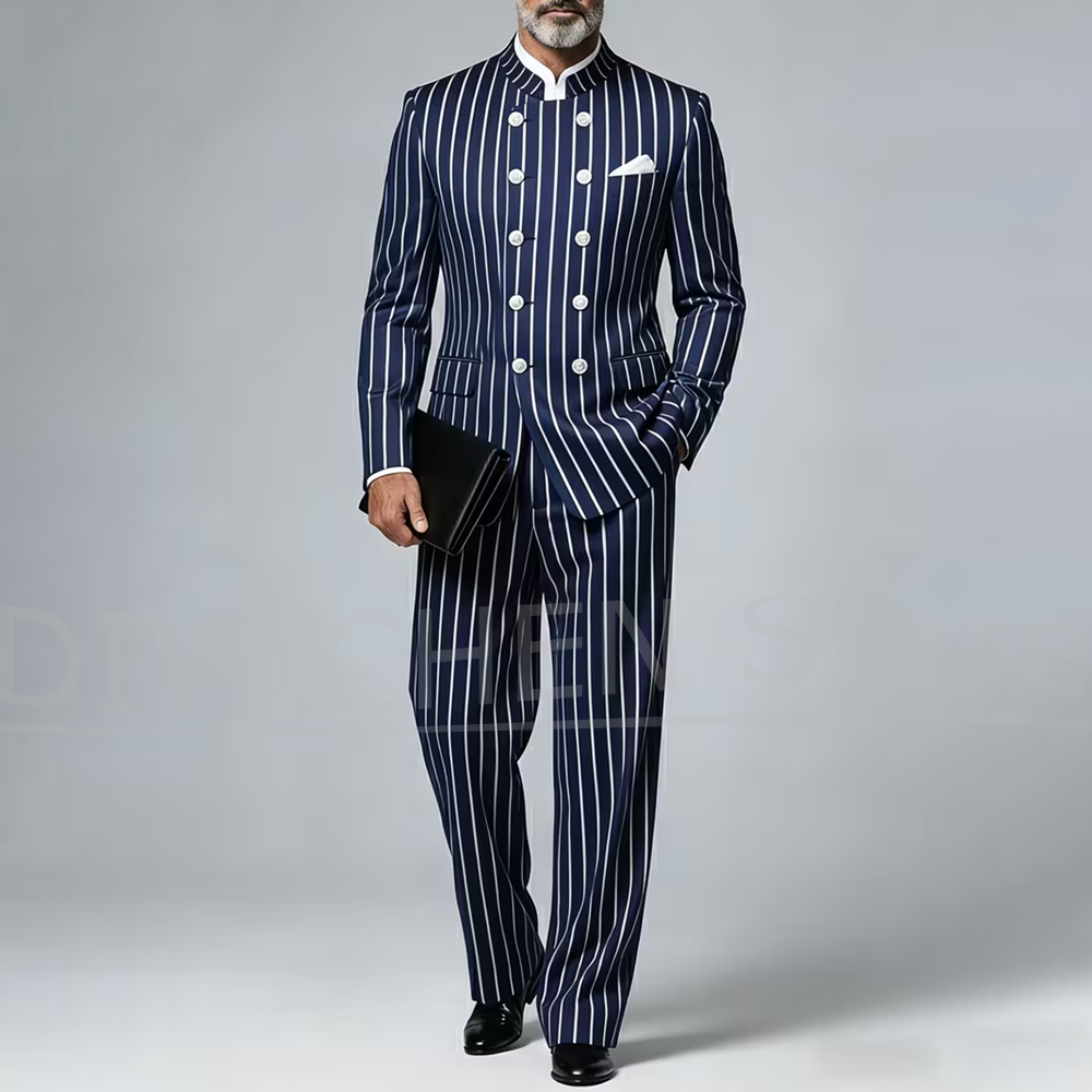 Men Striped Suit 2 Piece Manda - مراجعة Formal Wear For Men In Wedding وسعره