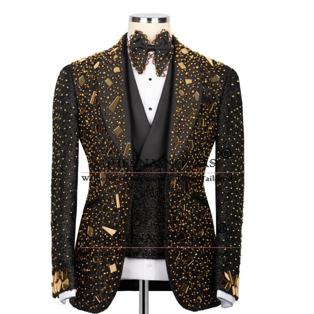 Sparkly Crystals Beading Suit  - مراجعة Men'S Formal Wear For Reception وسعره