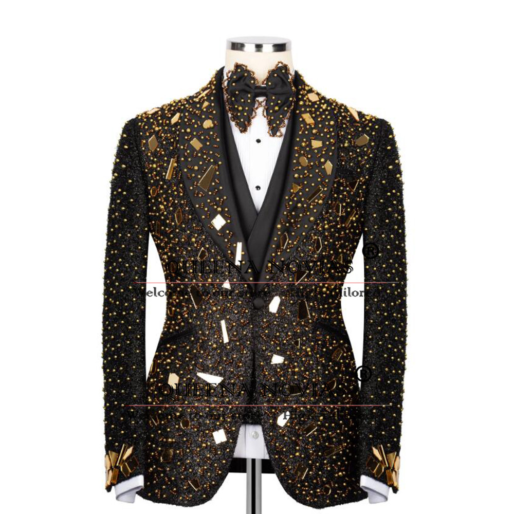 Sparkly Crystals Beading Suit  - مراجعة Men'S Formal Wear For Reception وسعره