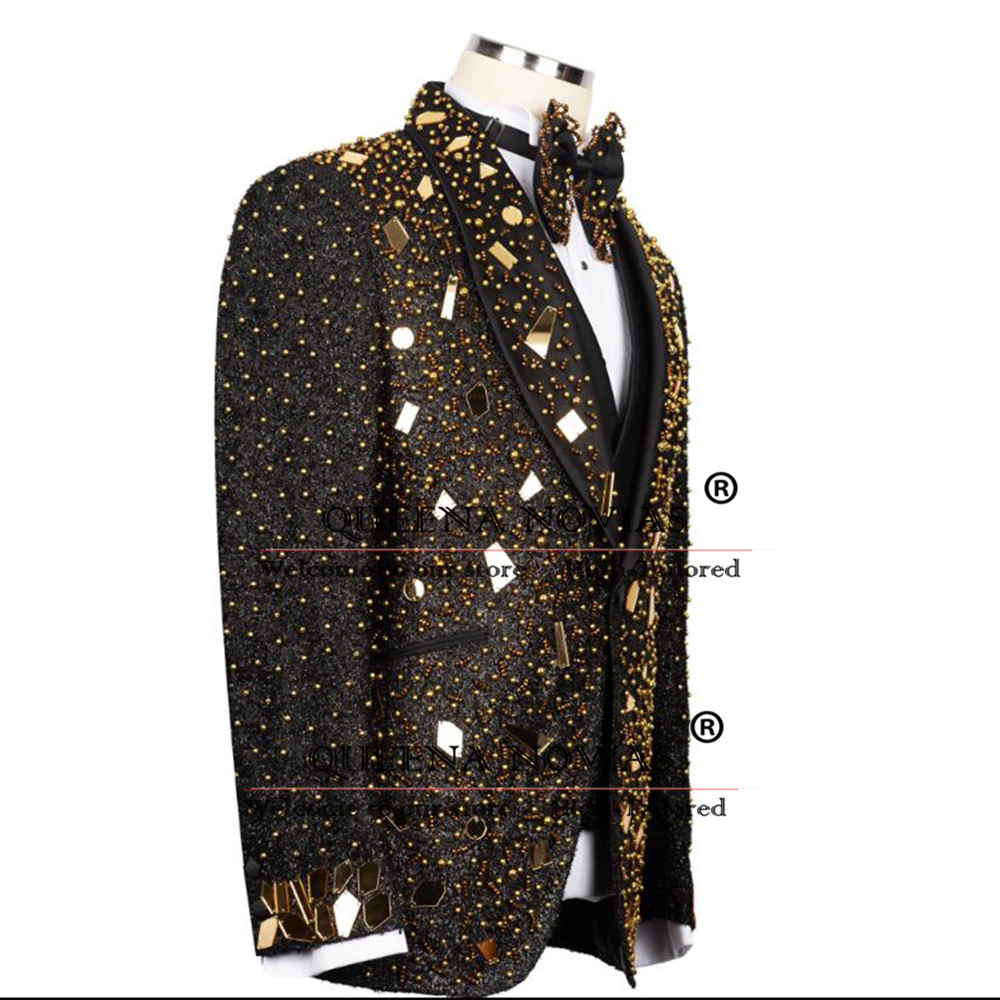 Sparkly Crystals Beading Suit  - مراجعة Men'S Formal Wear For Reception وسعره