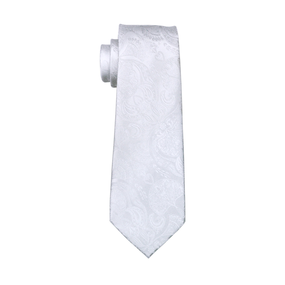 FA-393 Men's Tie White Paisley - مراجعة Cufflinks Silver Set وسعره