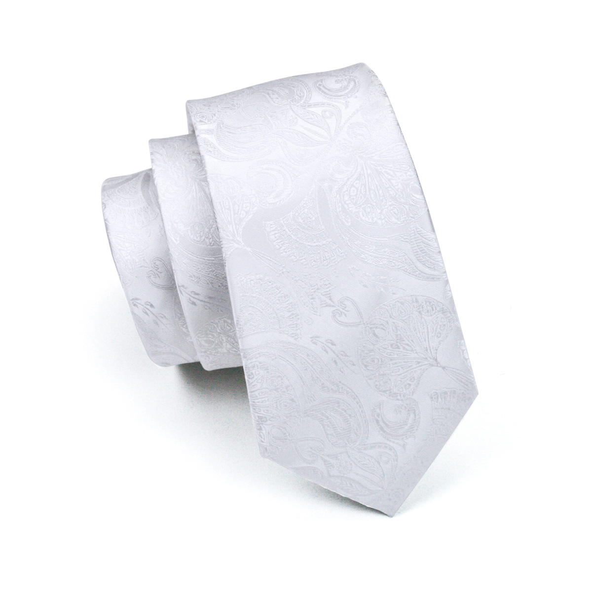 FA-393 Men's Tie White Paisley - مراجعة Cufflinks Silver Set وسعره