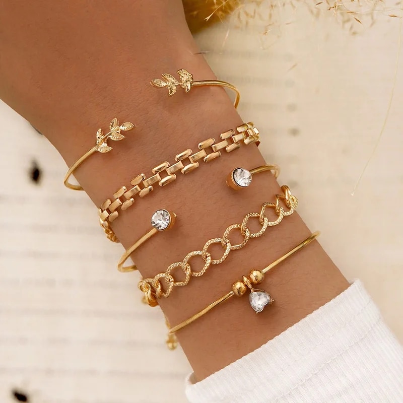 Bohemian Leaves Bracelet Set F - مراجعة Cufflinks Silver Set وسعره