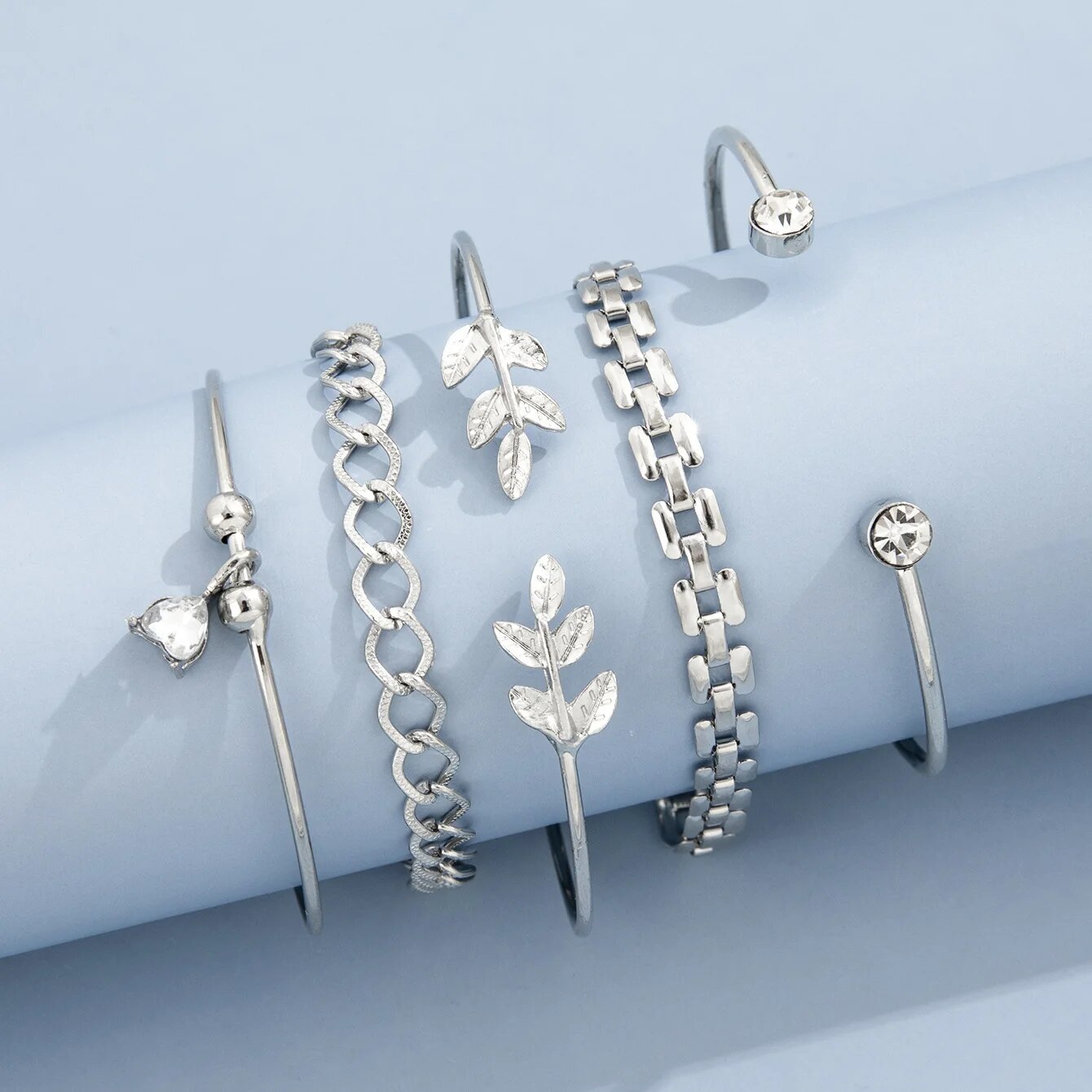 Bohemian Leaves Bracelet Set F - مراجعة Cufflinks Silver Set وسعره