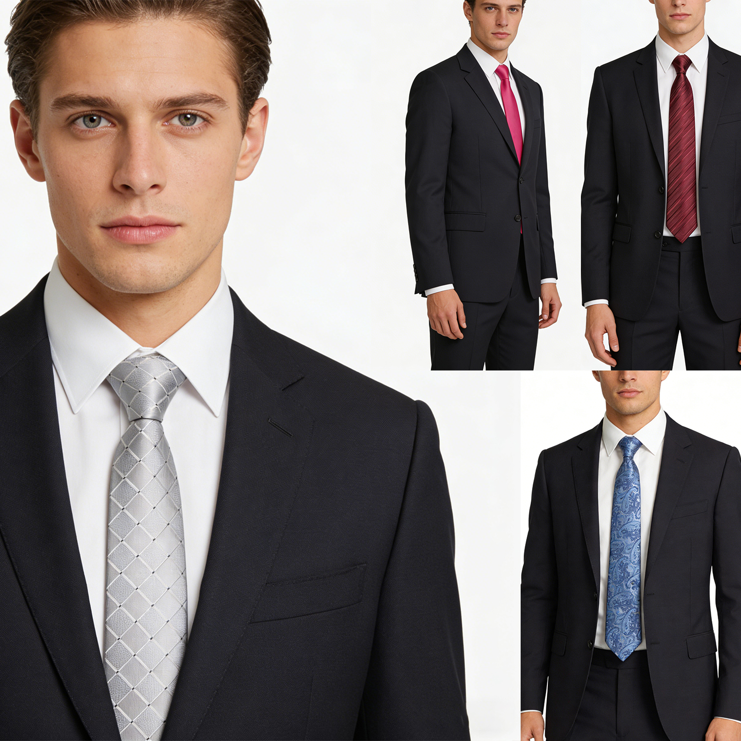 Silver Men's Ties Gray Blue Pa - مراجعة Cufflinks Silver Set وسعره