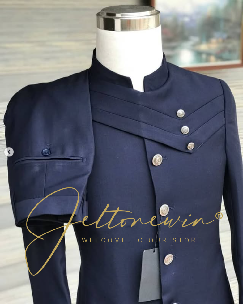 Men's Navy Blue Suit Set with  - مراجعة Formal Wear For Men In Wedding وسعره