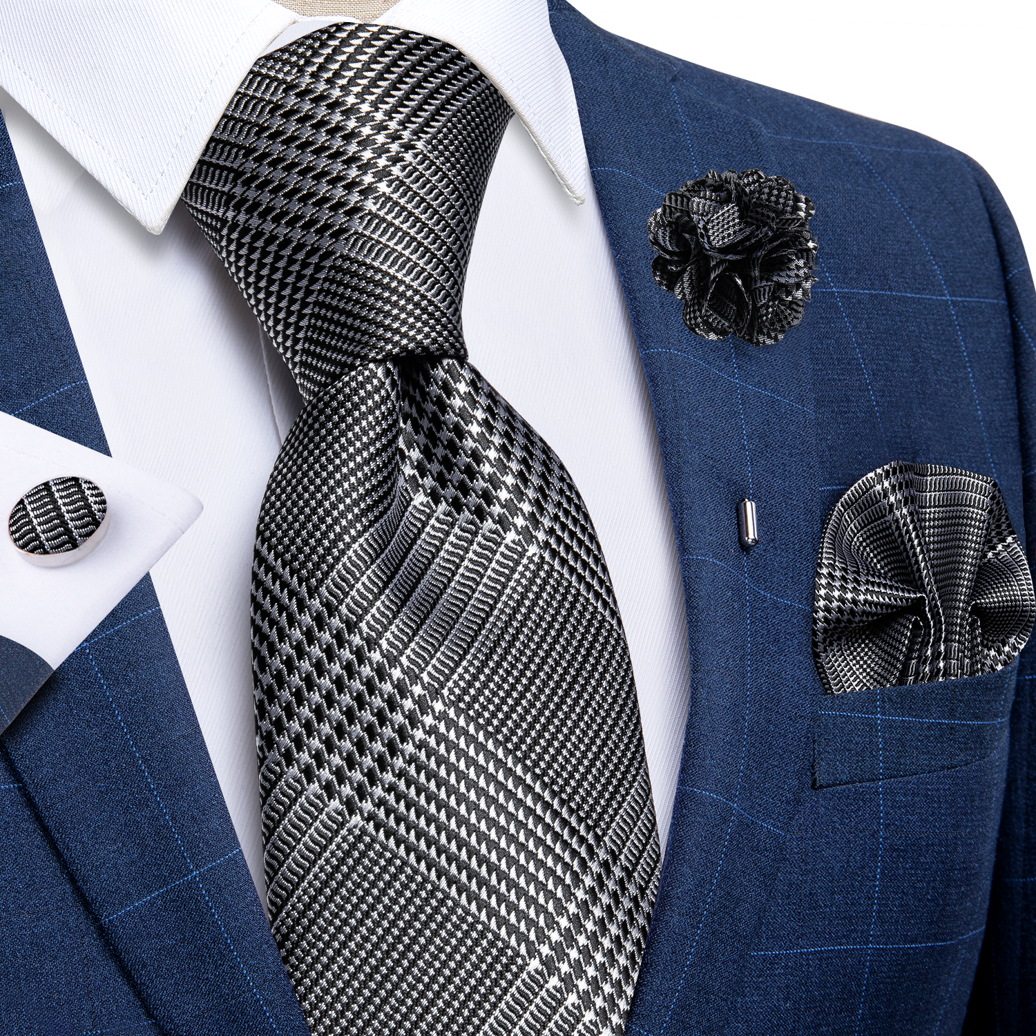 Luxury Black Silver Houndstoot - مراجعة Cufflinks Silver Set وسعره
