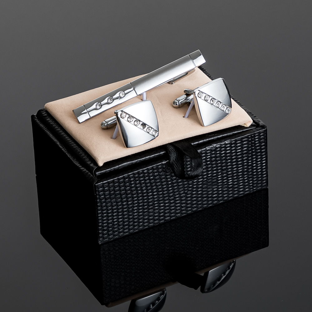 Fashion Mens Diamond Silver Cu - مراجعة Cufflinks Silver Set وسعره