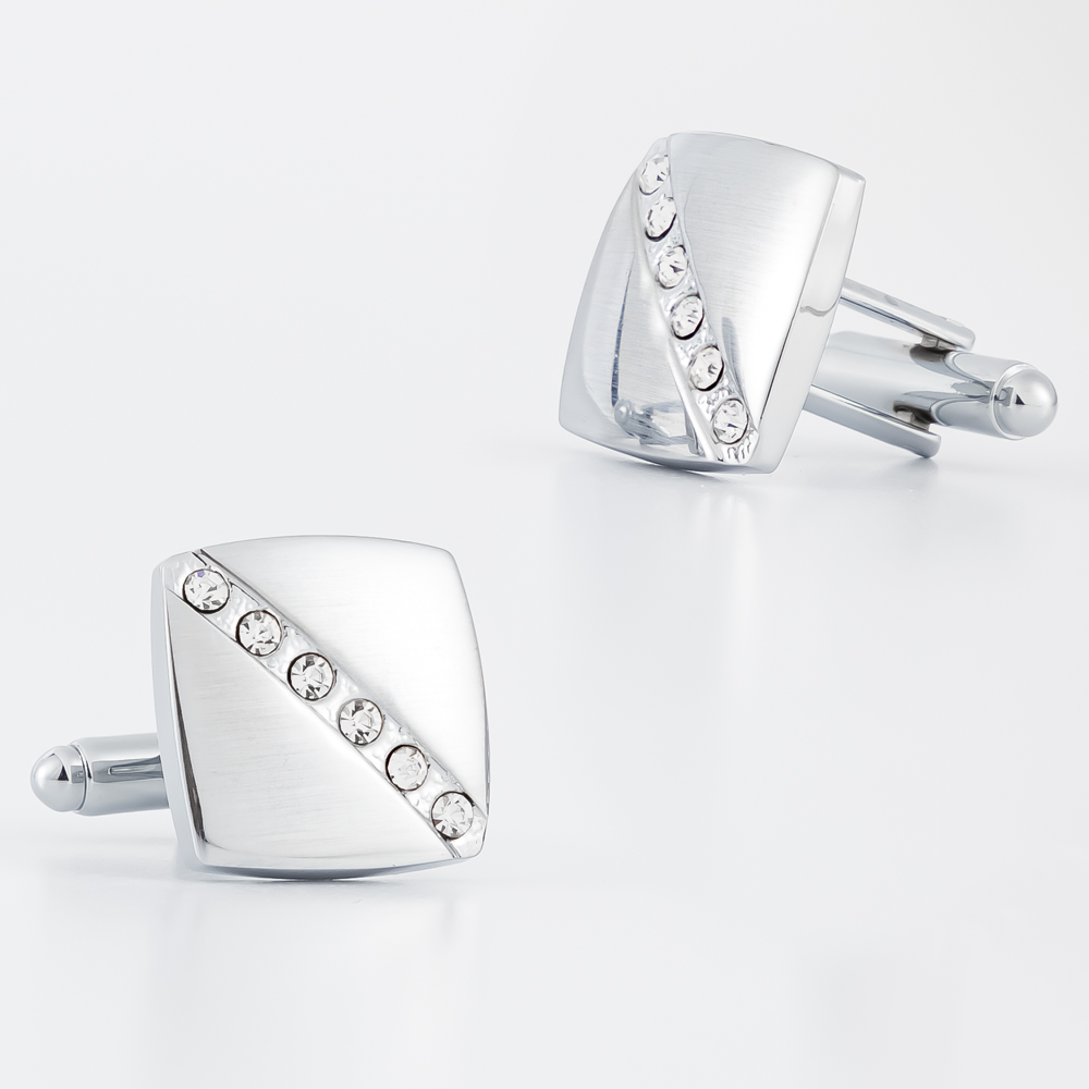 Fashion Mens Diamond Silver Cu - مراجعة Cufflinks Silver Set وسعره