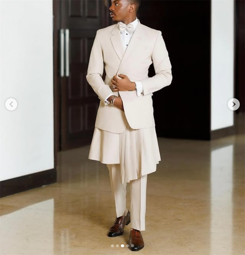 Beige Men Suit Set 2 Piece Bla - مراجعة Arabic Formal Wear Men وسعره