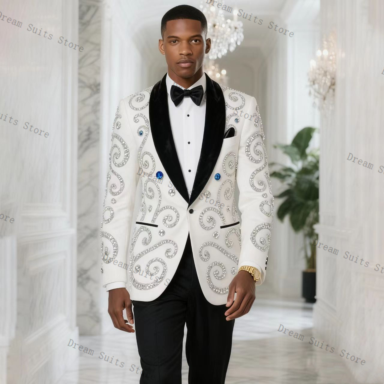 White Men Suit Set 2 Piece Bla - مراجعة Men Formal Wear With Coat وسعره