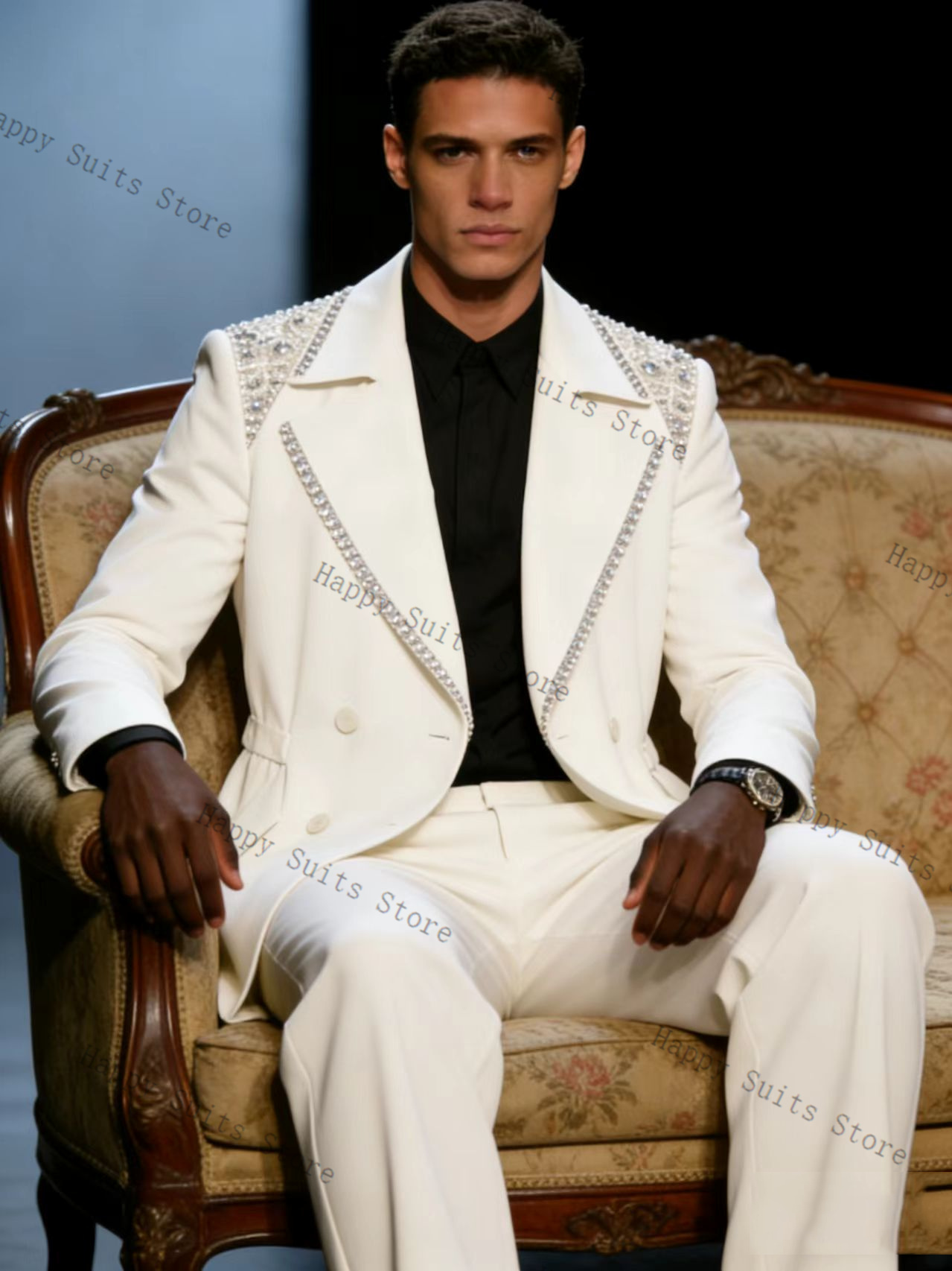 Crystals Men Suit Set 2 Pcs Gr - مراجعة Men Formal Wear With Coat وسعره