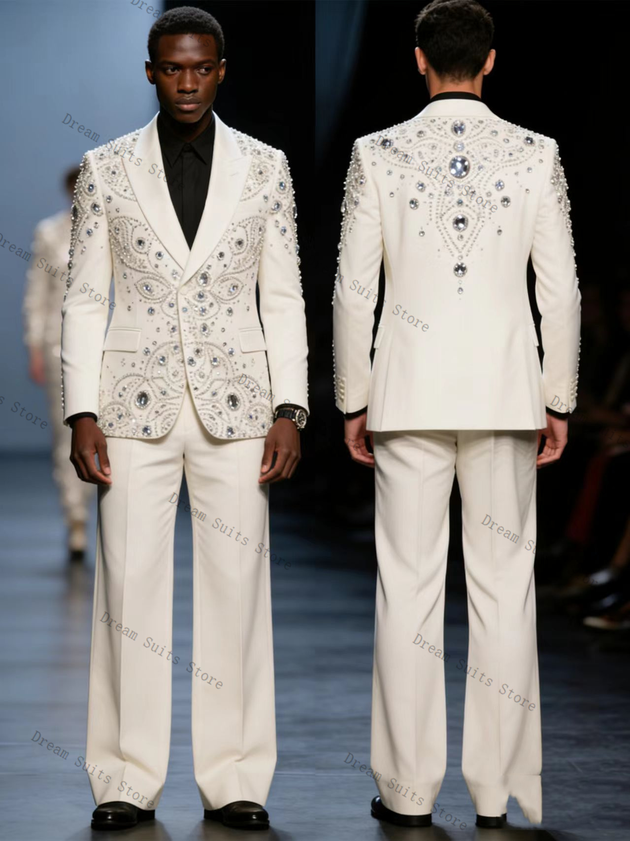 Luxury Crystals Men Suit Set 2 - مراجعة Men Formal Wear With Coat وسعره