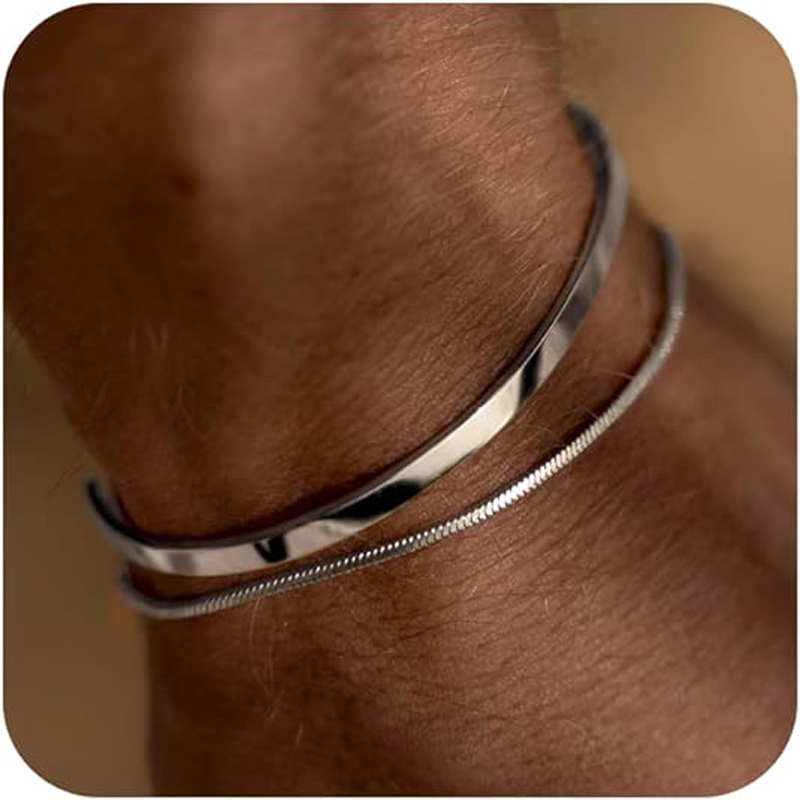 Stackable Bracelets for Men, 9 - مراجعة Cufflinks Silver Set وسعره