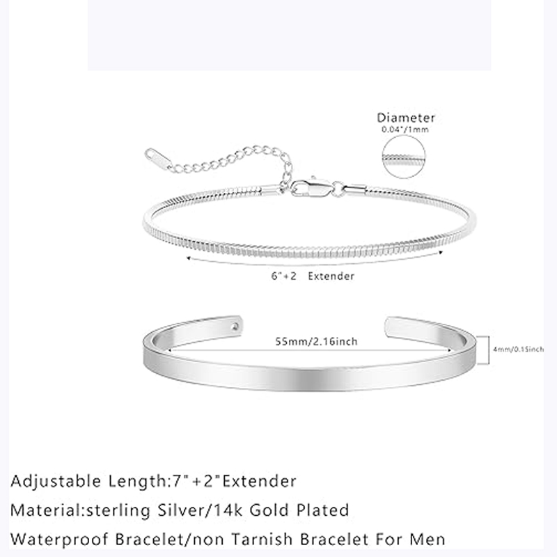 Stackable Bracelets for Men, 9 - مراجعة Cufflinks Silver Set وسعره