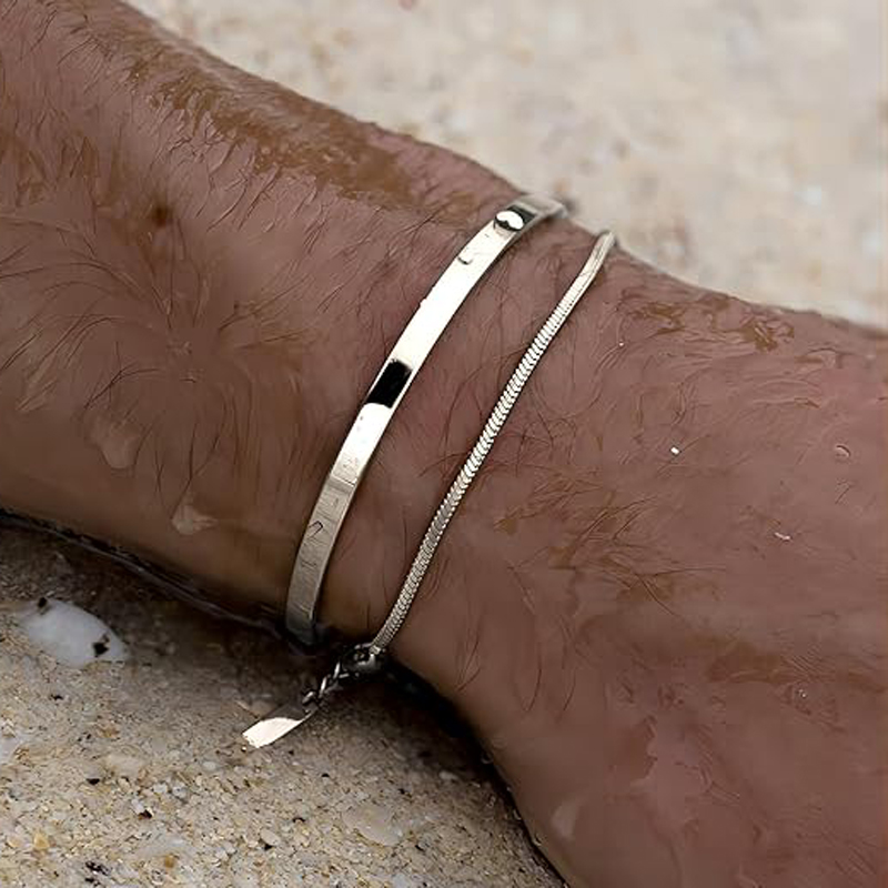 Stackable Bracelets for Men, 9 - مراجعة Cufflinks Silver Set وسعره