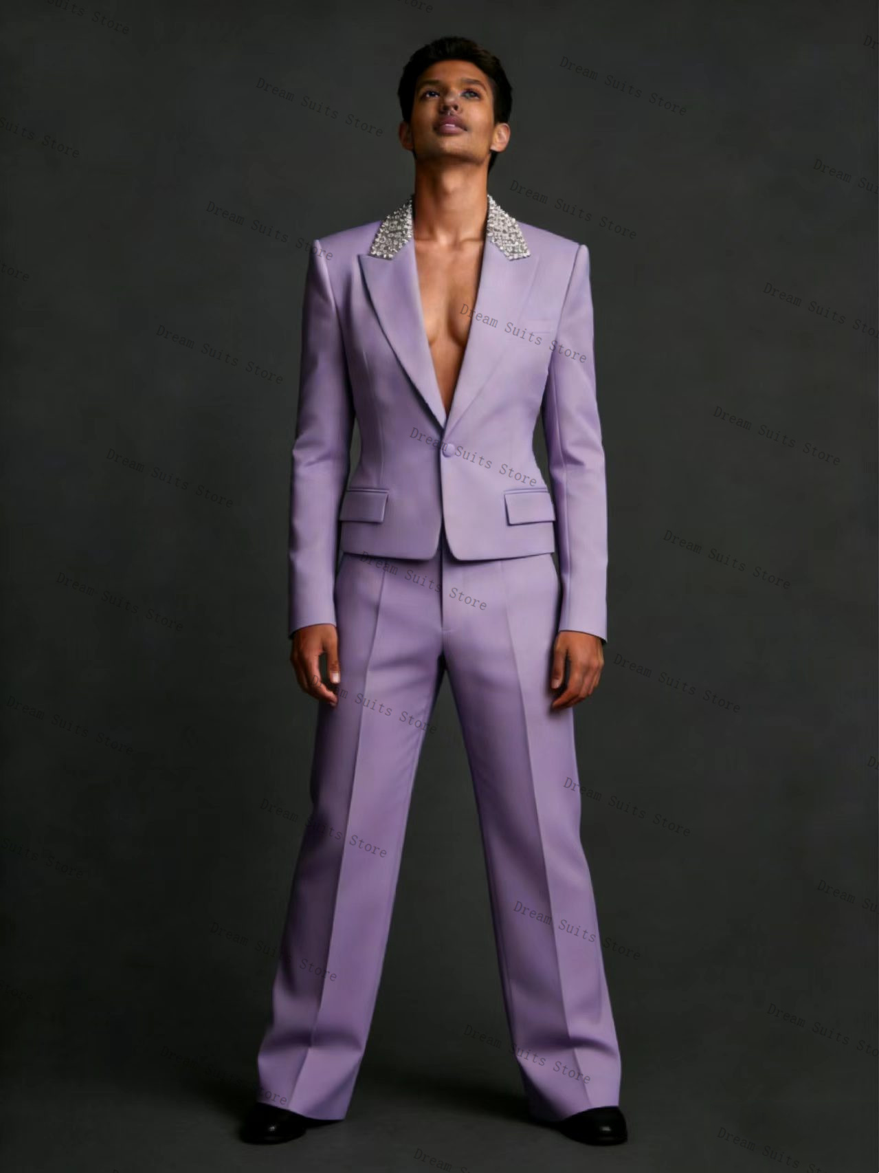 Crystals Men Suit Set 2 Pcs Bl - مراجعة Men Formal Wear With Coat وسعره