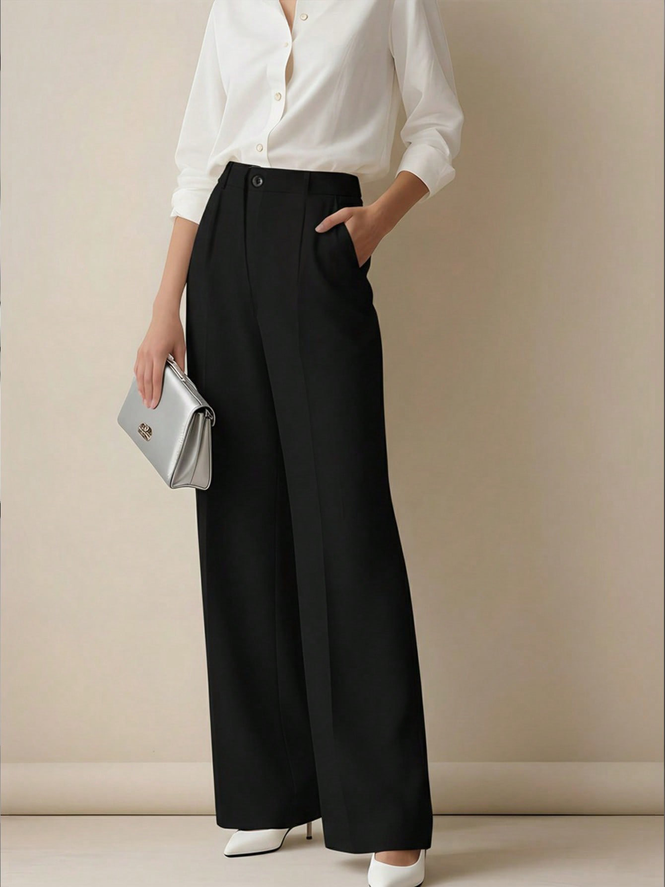 Women's High Waisted Wide Leg  - مراجعة Dress Pant Flat Front وسعره