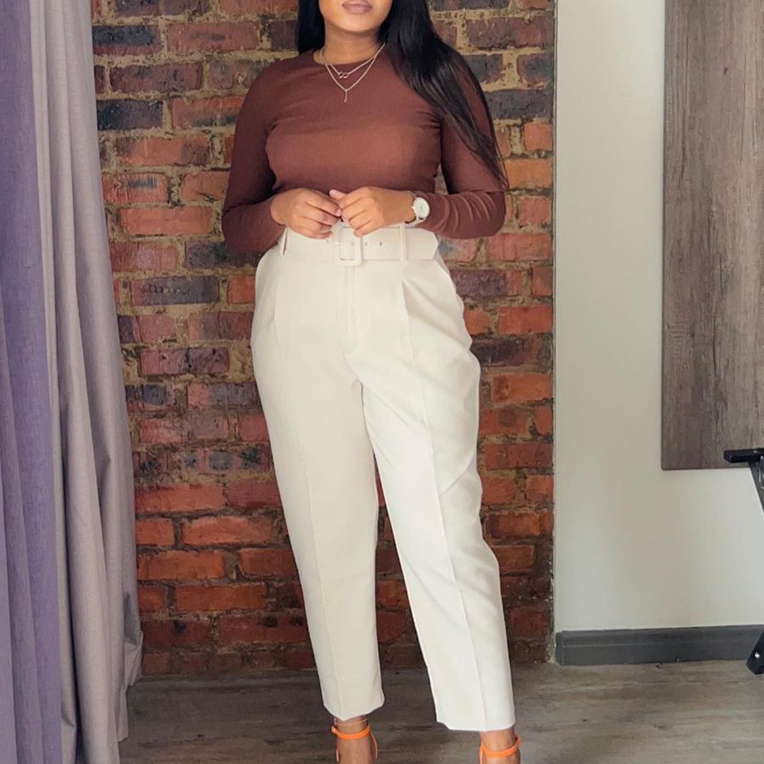 Women Pants High Waist Full Le - مراجعة Dress Pant Flat Front وسعره