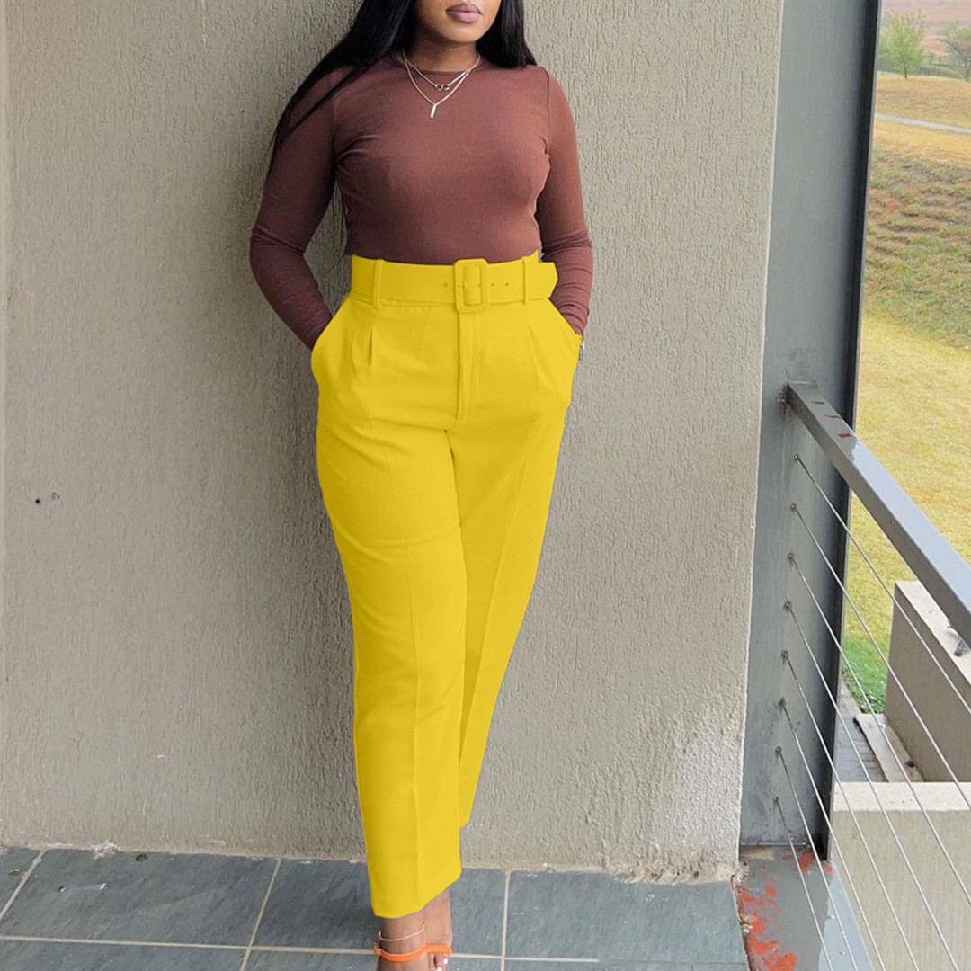 Women Pants High Waist Full Le - مراجعة Dress Pant Flat Front وسعره