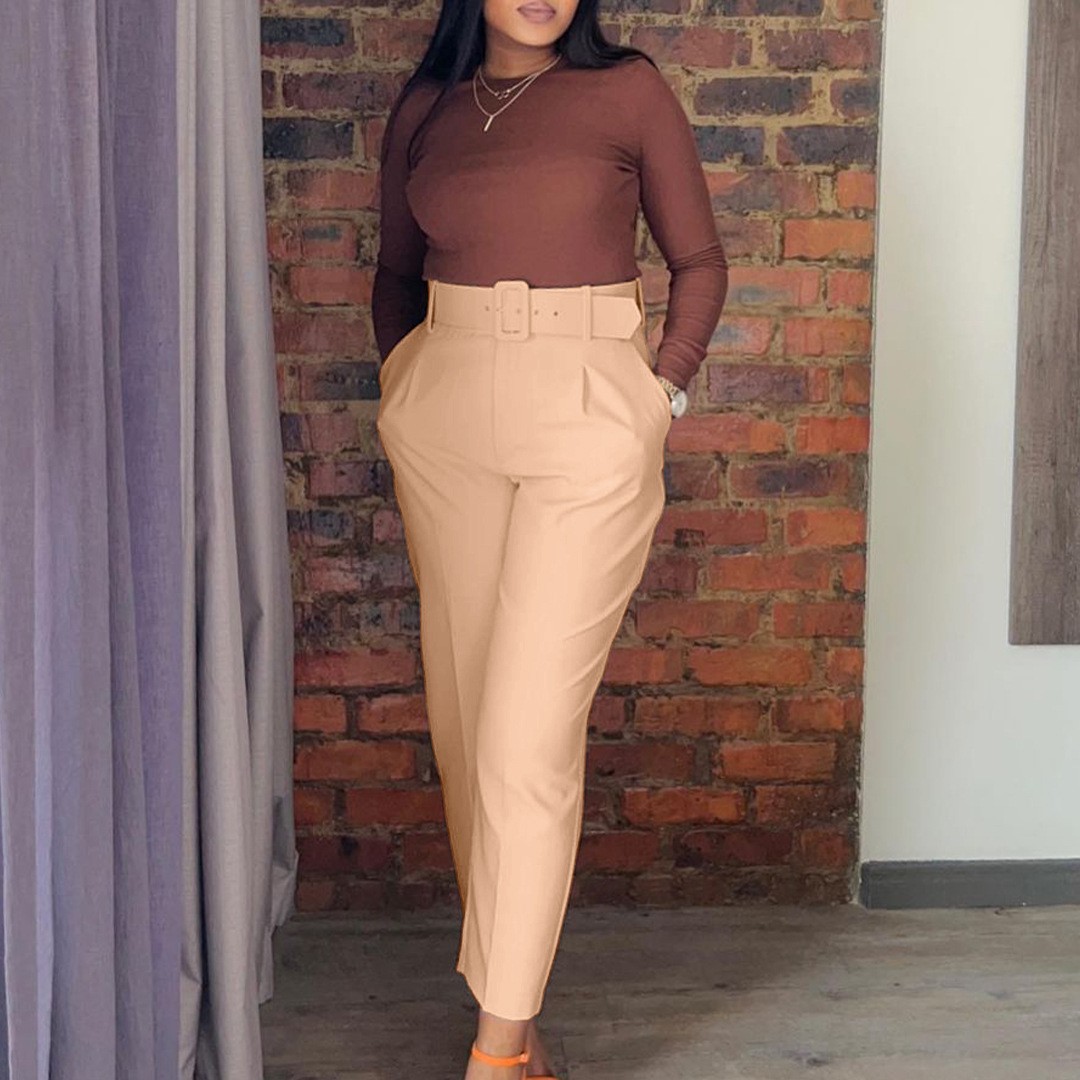 Women Pants High Waist Full Le - مراجعة Dress Pant Flat Front وسعره