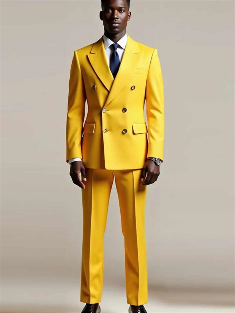 Yellow Men Suit Set 2 Piece Bl - مراجعة Formal Wear For Men Yellow وسعره