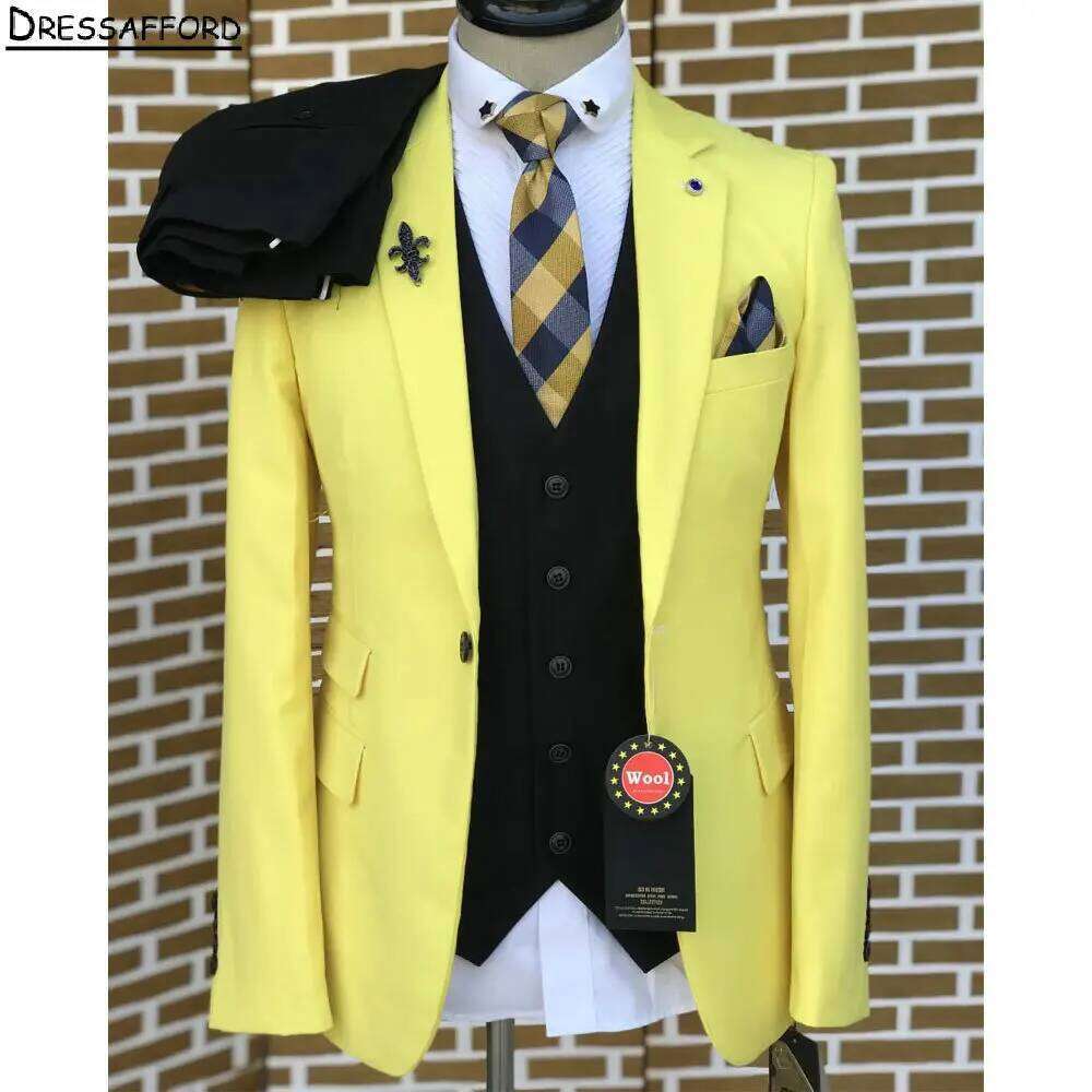 Yellow Elegant Men Business Fo - مراجعة Formal Wear For Men Yellow وسعره