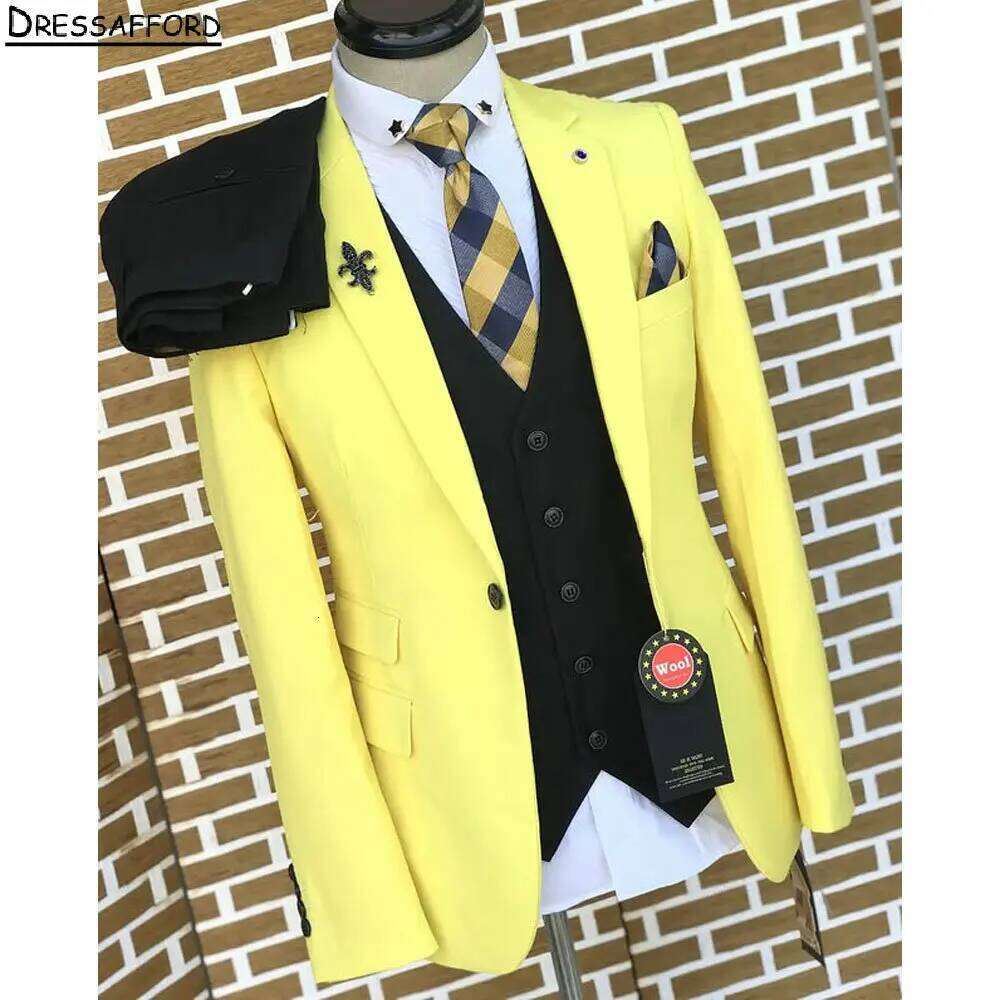 Yellow Elegant Men Business Fo - مراجعة Formal Wear For Men Yellow وسعره